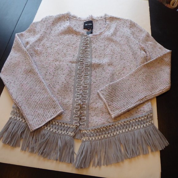 Nic & Zoe Fringe Short Women Open Front Dress Sweater Cardigan Jacket US Size S - Picture 6 of 16